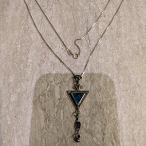 Michal Kirat Sterling Silver Roman Glass Filigree Triangle Dangle Israel 925